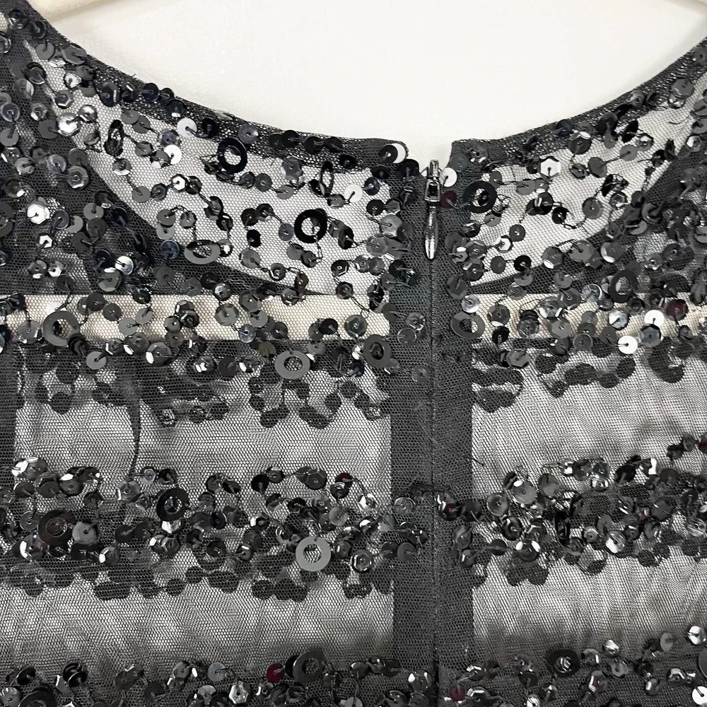 NWT Adrianna Papell Black Short Sleeve Illusion Sequin Bodice Jumpsuit Size 4 - Picture 8 of 12